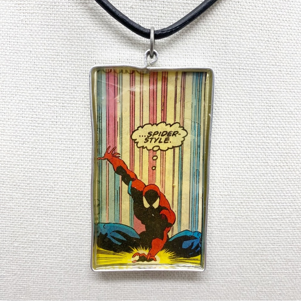 Spider-Man Comic Book Pendant Necklace Handcrafted NEW